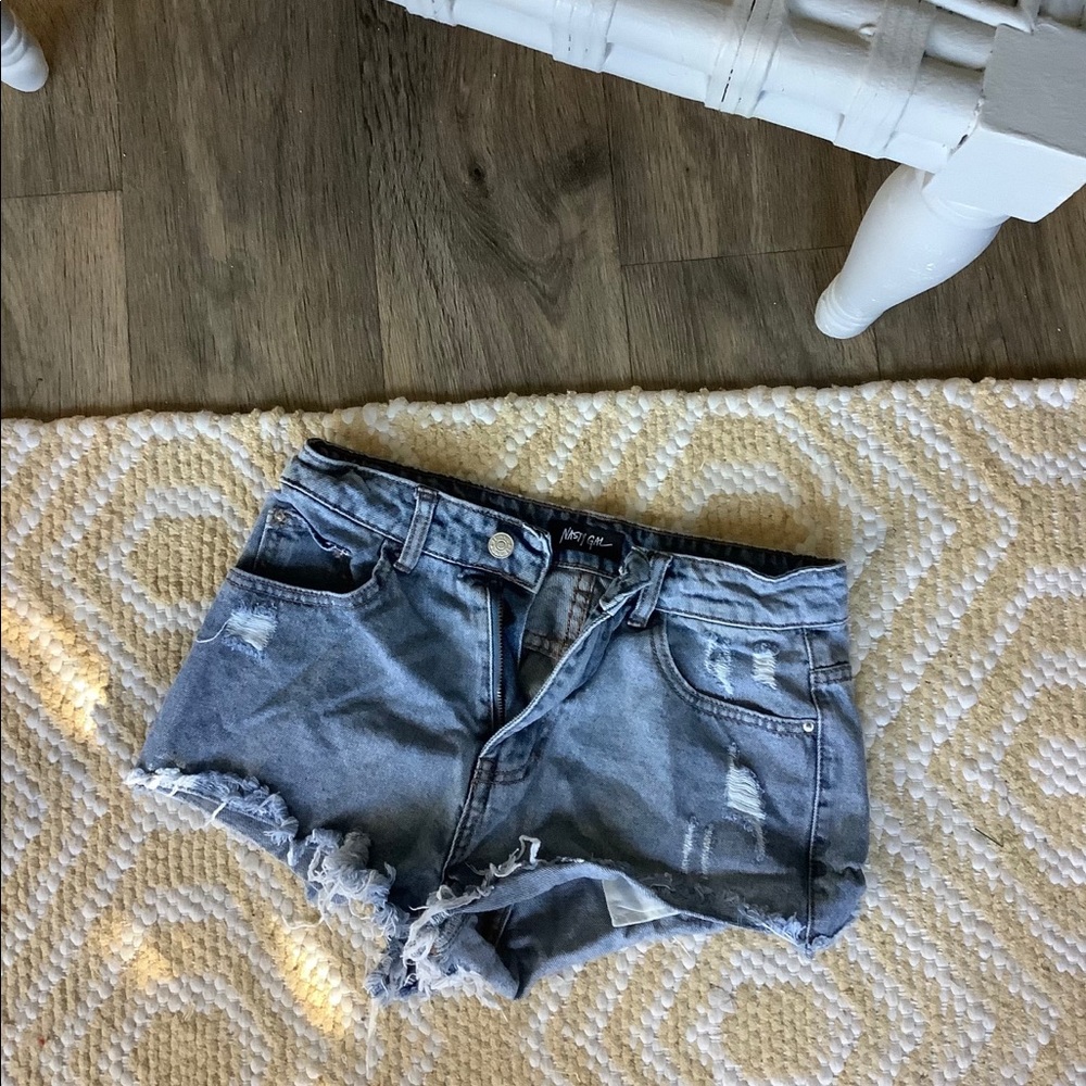 high waisted denim shorts